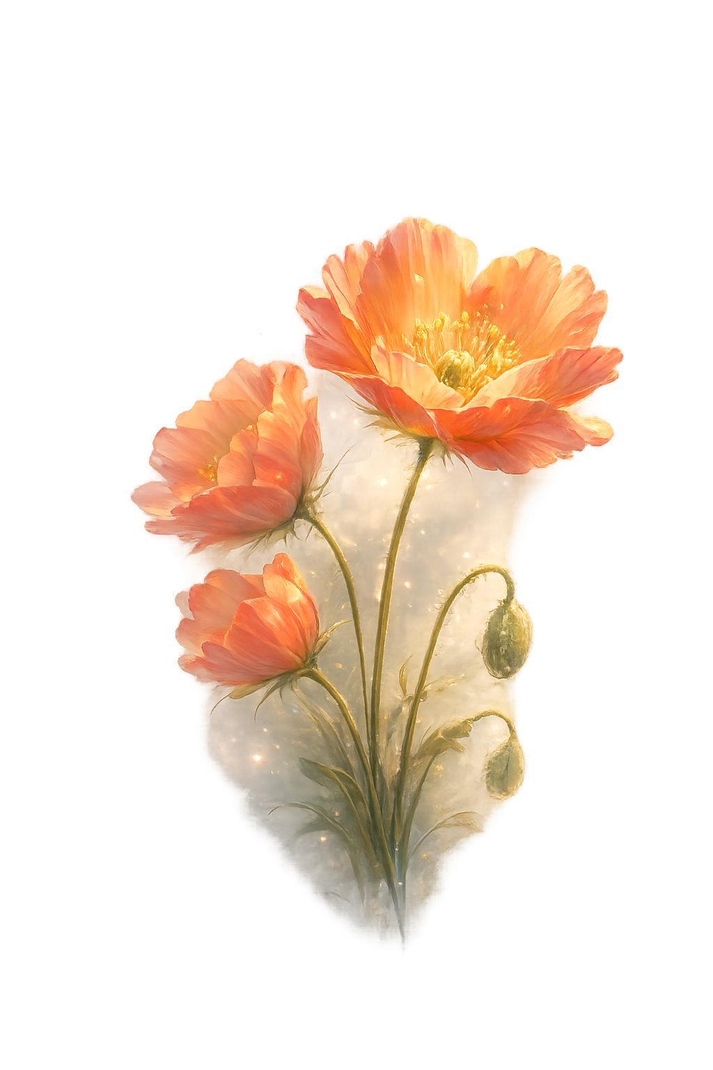 Watercolour poppies in bloom